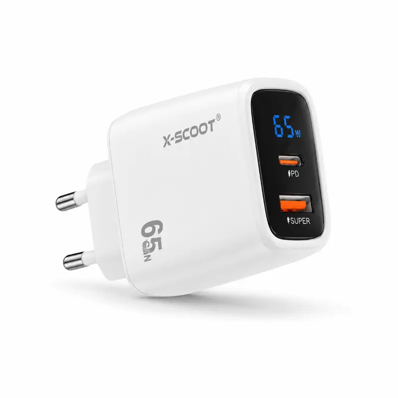 رأس شاحن X-SCOOT CH-272 بقوة 65 واط مع شاشة LCD