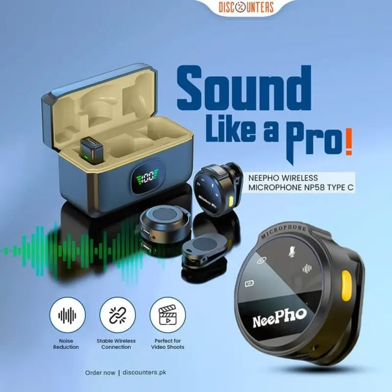 NeePho NP-58 Wireless Microphone with Digital Charging Case