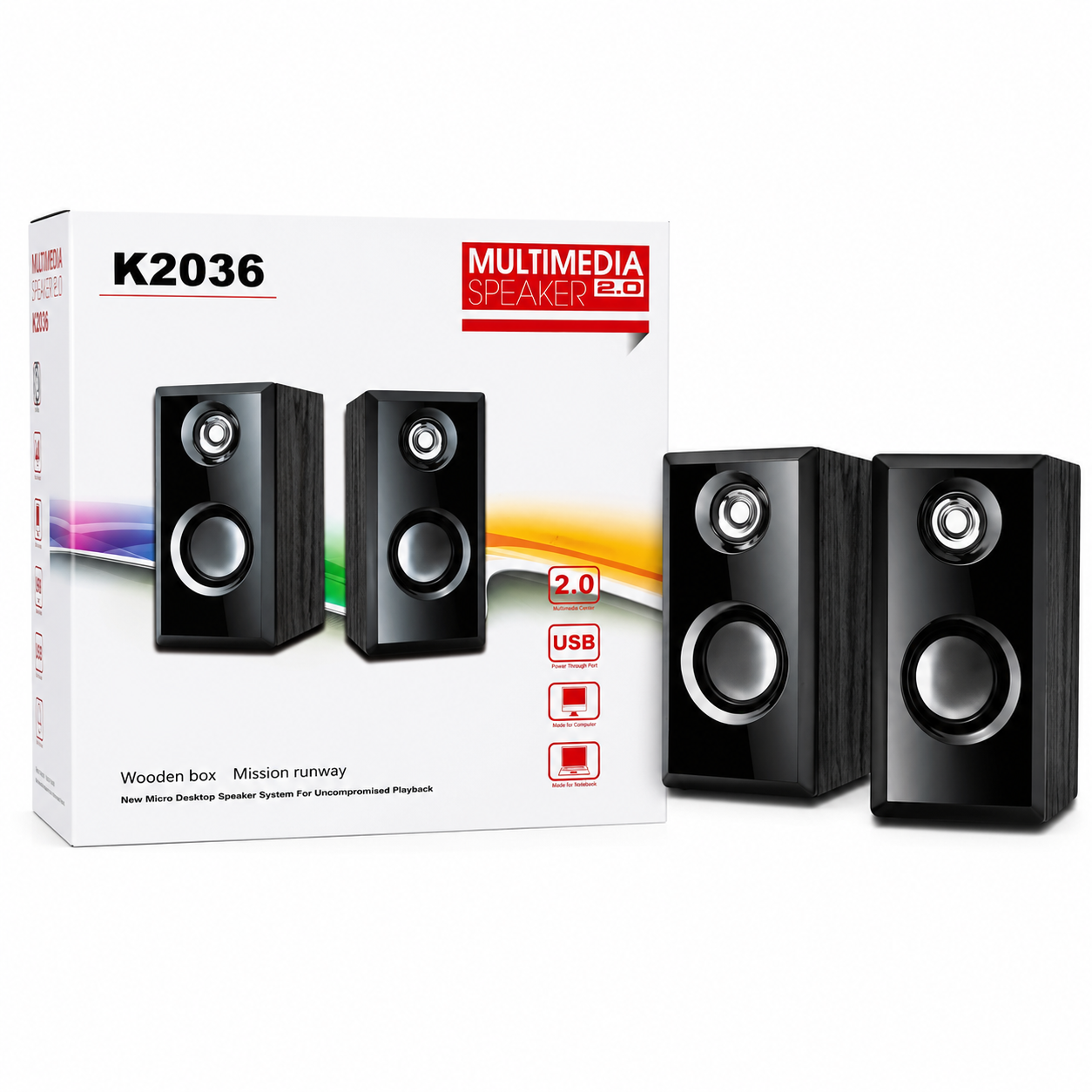 E2035 - 2036 -WOODEN-BOX-MULTIMEDIA-SPEAKERS-2.0